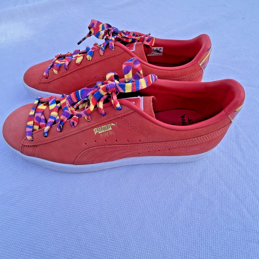 PUMA Trevor Project X Suede Shoes Lace Up Mens Size 10 Sneakers Casual Red